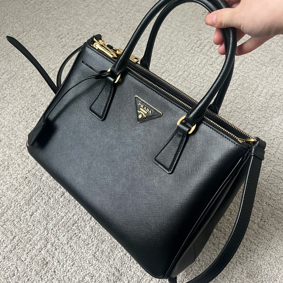 Prada Galleria Small Black Leather Handbag - Picture 1 of 8